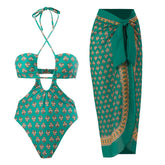 Women 2 Pieces Set Swimsuit Bikini Set With Skirt Beachwear Bathing Suit